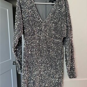 Forever 21 Shimmering Silver Sequin Midi Dress